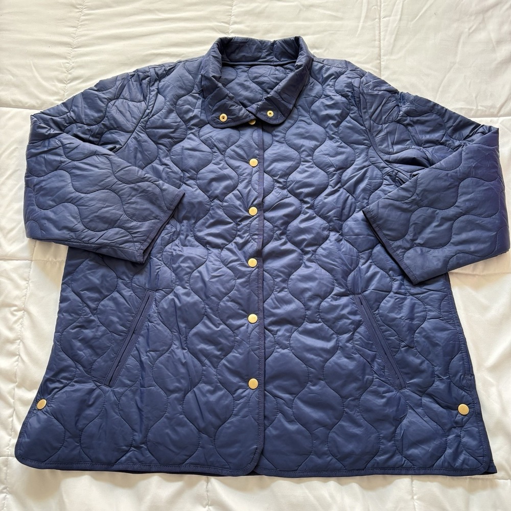 Coldwater‎ Creek Womens PXL Quilted Puffer Jacket Blue Quiet Luxury Minimalist